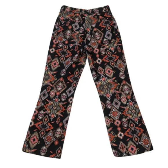 Zara Kalidescope Print Ankle Straight Pants | Black/Multi | Size XS - Picture 3 of 6